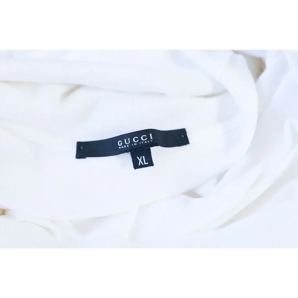 Gucci White Embroidered Crest Short Sleeve Turtleneck Knit T-Shirt (Size: XL)
